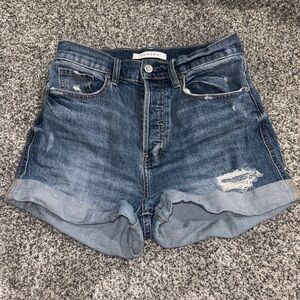 eunina Dark Blue Rolled-Hem Denim Shorts